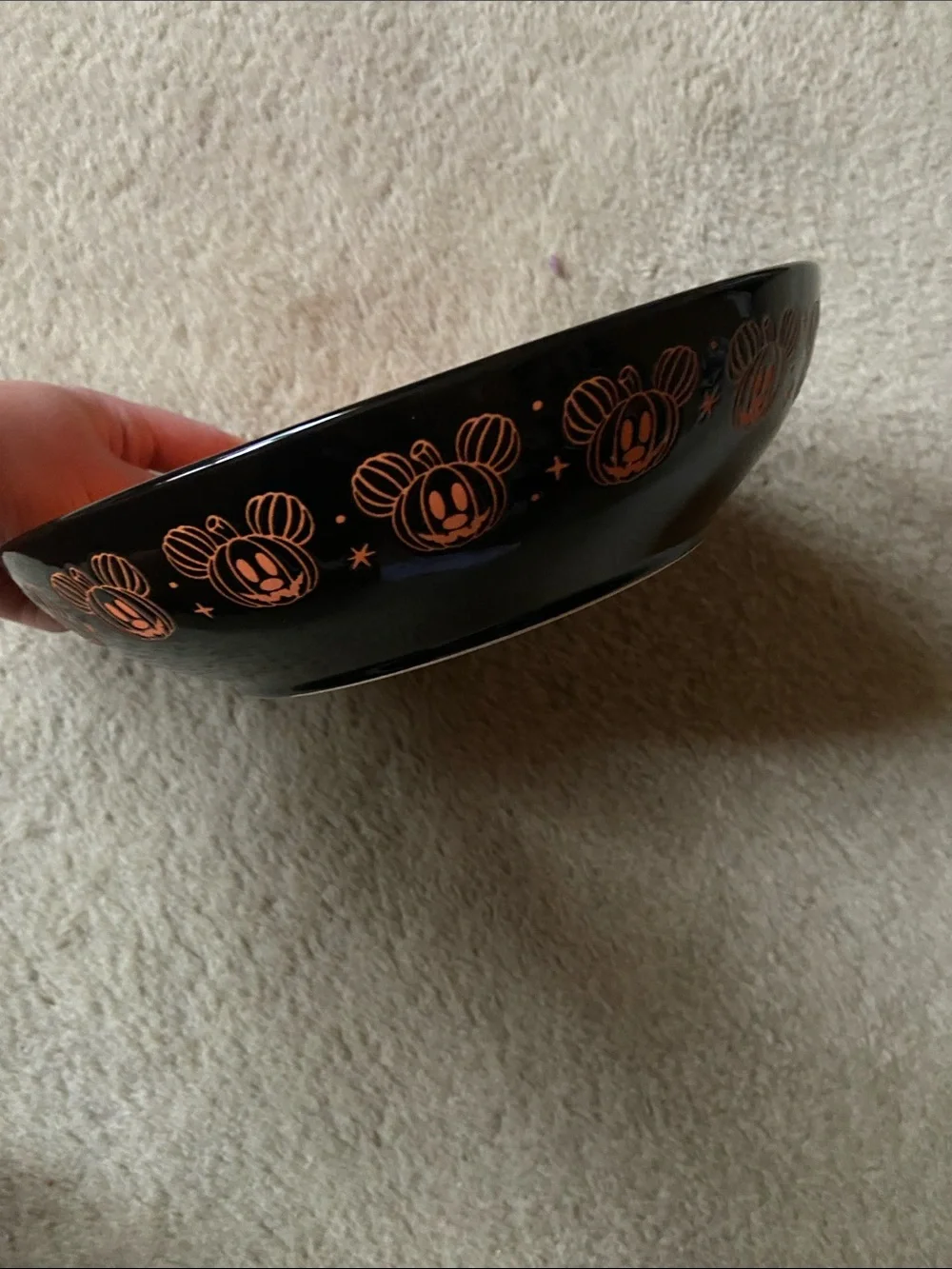 Festive Orange Halloween Serving Bowl with Black Accents